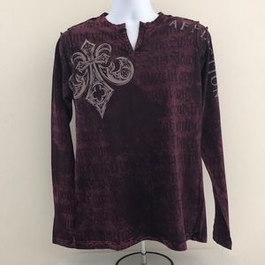 Affliction long sleeve v-neck shirt size medium